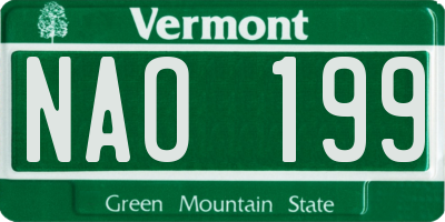 VT license plate NAO199
