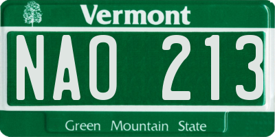 VT license plate NAO213