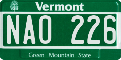 VT license plate NAO226
