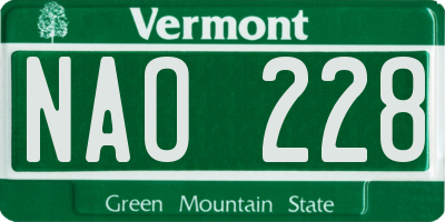 VT license plate NAO228