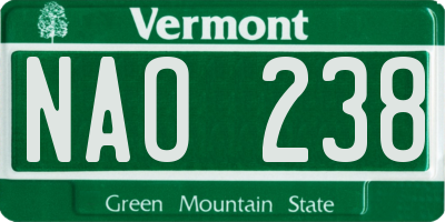 VT license plate NAO238