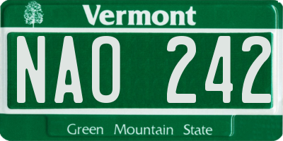 VT license plate NAO242