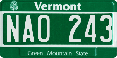 VT license plate NAO243