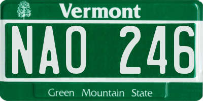 VT license plate NAO246