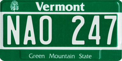 VT license plate NAO247