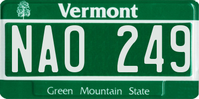 VT license plate NAO249