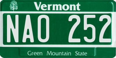 VT license plate NAO252