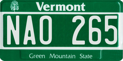 VT license plate NAO265