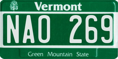 VT license plate NAO269