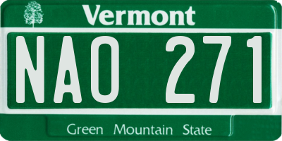 VT license plate NAO271