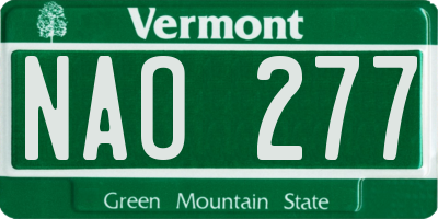 VT license plate NAO277