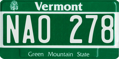 VT license plate NAO278