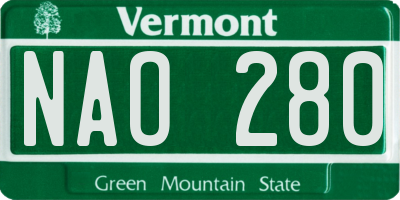 VT license plate NAO280