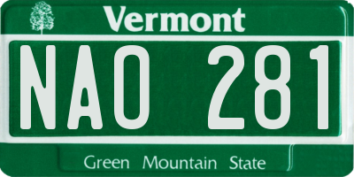 VT license plate NAO281