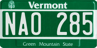 VT license plate NAO285
