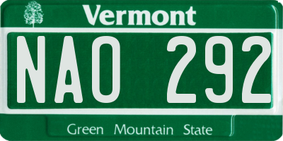 VT license plate NAO292