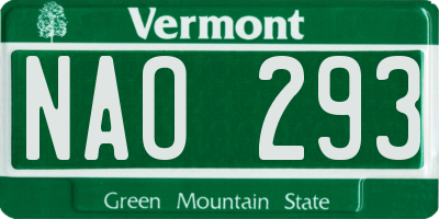 VT license plate NAO293