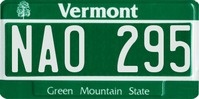 VT license plate NAO295