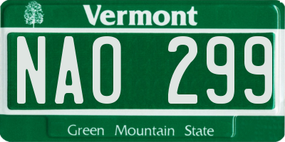 VT license plate NAO299