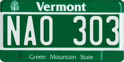 VT license plate NAO303