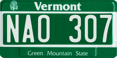VT license plate NAO307