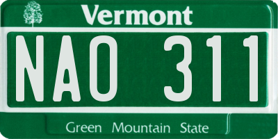 VT license plate NAO311