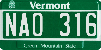 VT license plate NAO316