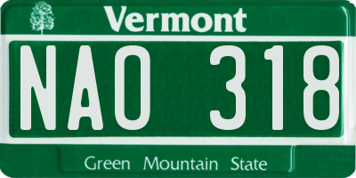 VT license plate NAO318