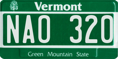 VT license plate NAO320