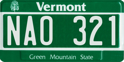 VT license plate NAO321