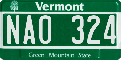 VT license plate NAO324