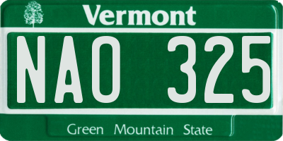 VT license plate NAO325