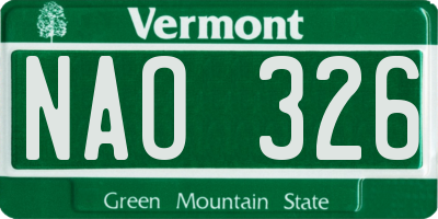 VT license plate NAO326