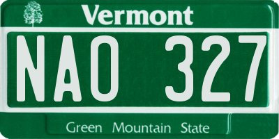 VT license plate NAO327