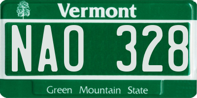 VT license plate NAO328
