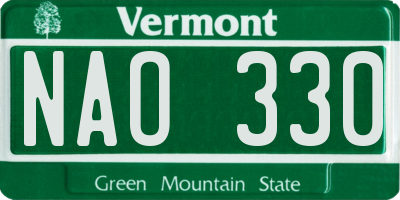 VT license plate NAO330