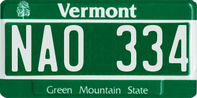 VT license plate NAO334