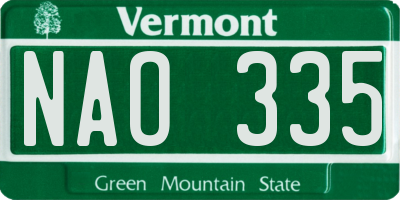 VT license plate NAO335