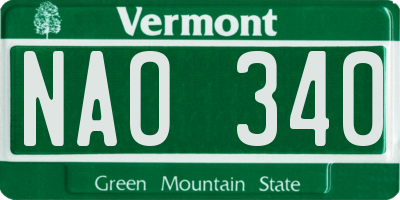 VT license plate NAO340