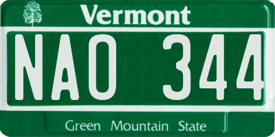 VT license plate NAO344