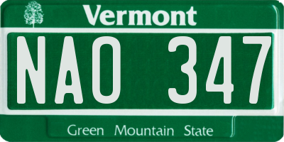 VT license plate NAO347
