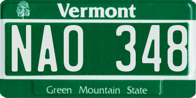 VT license plate NAO348