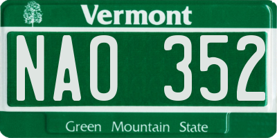 VT license plate NAO352