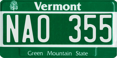 VT license plate NAO355