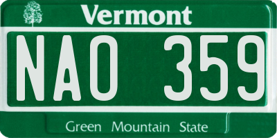 VT license plate NAO359