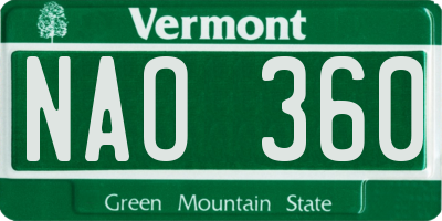 VT license plate NAO360