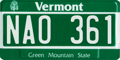 VT license plate NAO361
