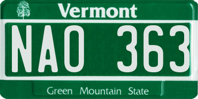 VT license plate NAO363