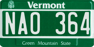 VT license plate NAO364