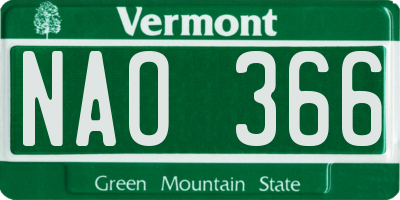 VT license plate NAO366